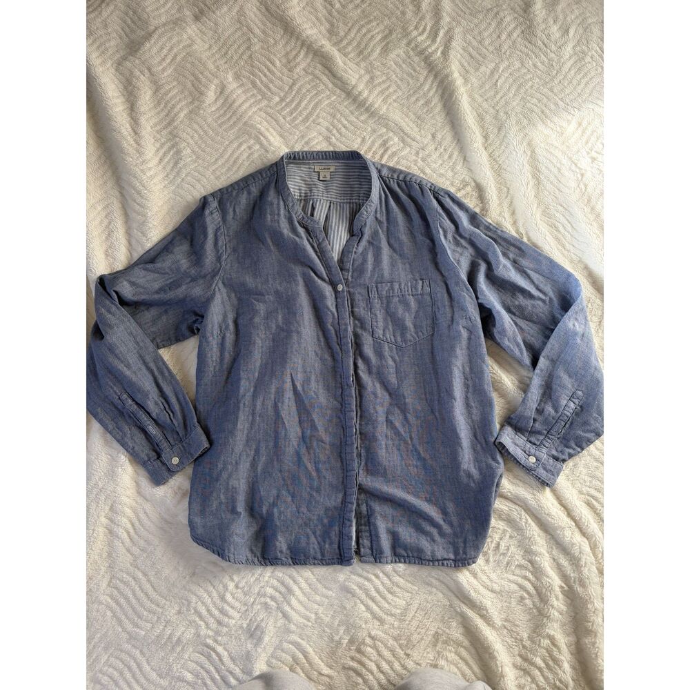 L.L. Bean Chambray Denim Blouse Size XL Blue